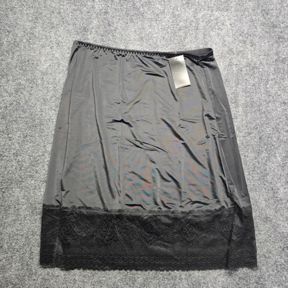 Free to Live Black Lace Trim Half Slip Skirt Extender Womens L NWT